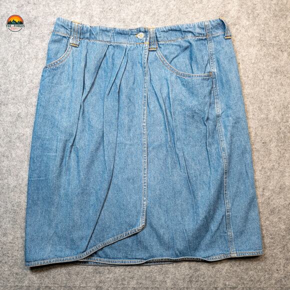 Eddie Bauer Straight & Pencil Skirt Blue Denim Pockets Women's Size 16 - Picture 1 of 9